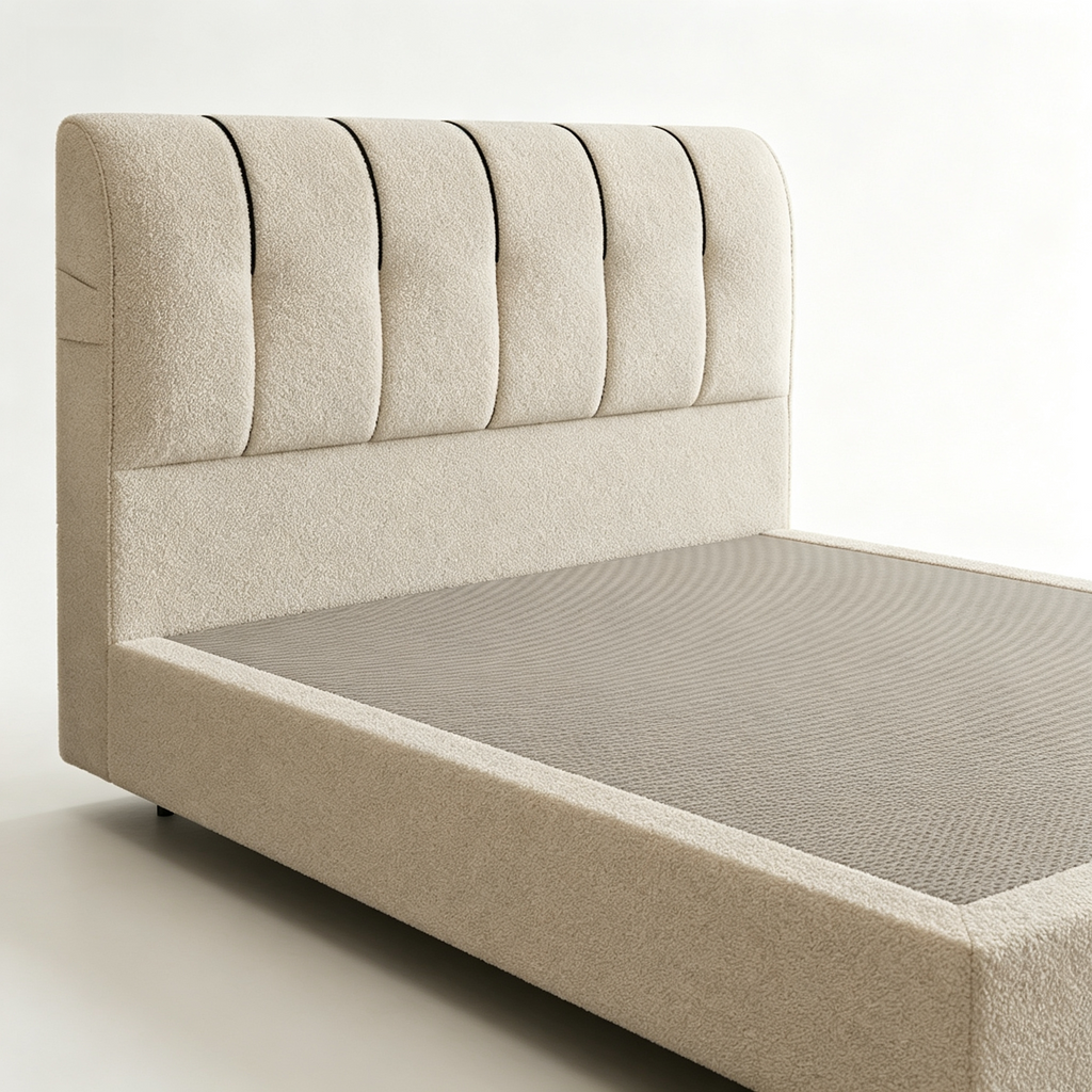 Roll‑Packed Vacuum Compressed Bed Frame, Modern Upholstered Bed, Space‑Saving Roll‑up Package, Easy Shipping for Bedroom Furniture