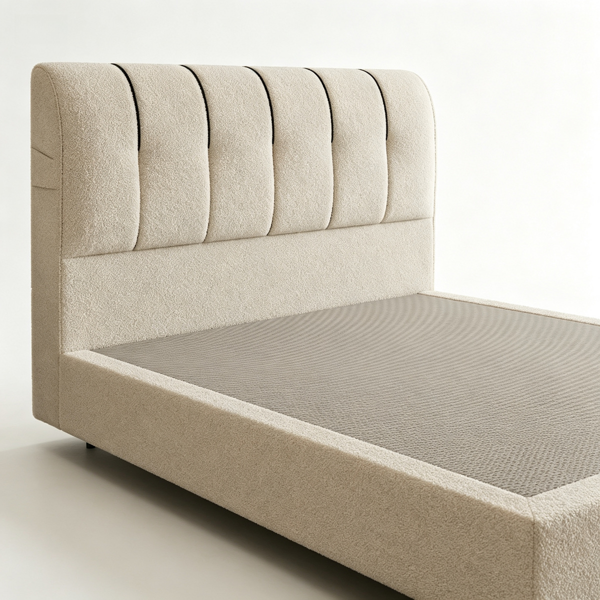 Roll‑Packed Vacuum Compressed Bed Frame, Modern Upholstered Bed, Space‑Saving Roll‑up Package, Easy Shipping for Bedroom Furniture