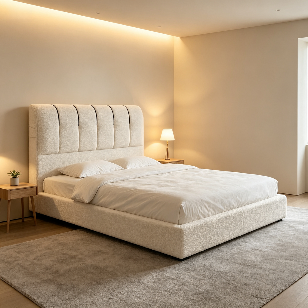 Roll‑Packed Vacuum Compressed Bed Frame, Modern Upholstered Bed, Space‑Saving Roll‑up Package, Easy Shipping for Bedroom Furniture
