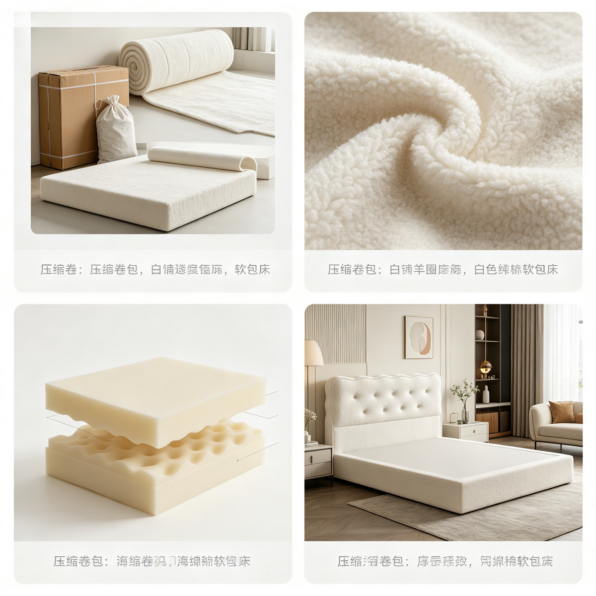 Compressed Roll‑Packed Platform Bed, Vacuum Sealed Bed Frame in Box, No Heavy Delivery, Modern Home Bedroom Furniture