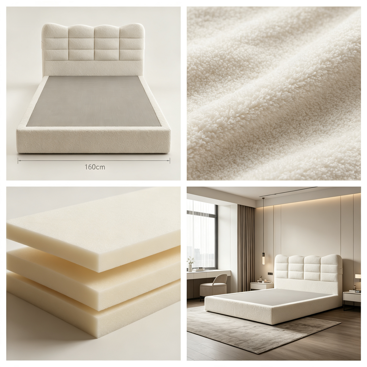 Roll‑Pack Compressed Upholstered Bed, High‑Recovery Vacuum Compression Bed Frame, Save Shipping Cost, Queen King Size Bedroom Bed