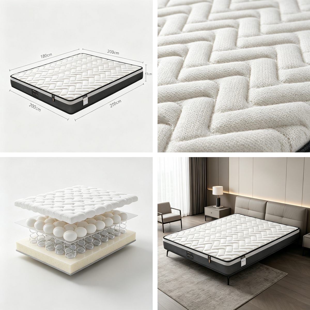 Vacuum‑Sealed Roll‑Pack Compressed Mattress, High‑Density Foam Bed Mattress, Comfort Support, Easy Unboxing