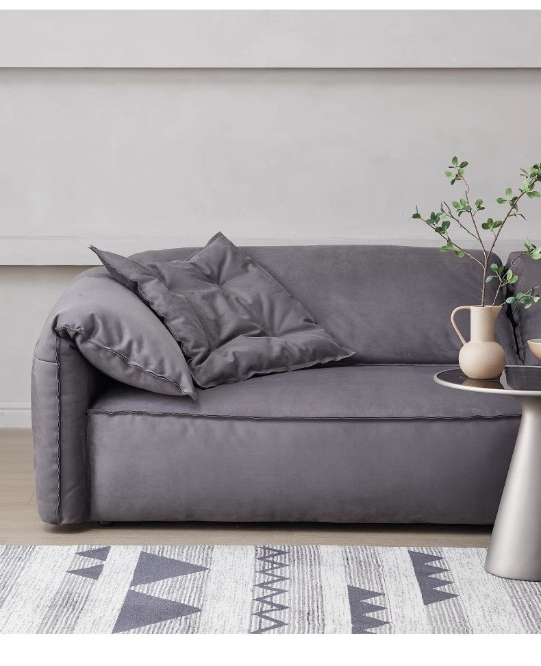【Brand】Baxter‑Style Elephant Ear Sofa, Italian Minimalist Top‑Grain Nubuck Leather Couch, Foldable Ear‑Shaped Armrest, Goose‑Down Filled Deep‑Seat Sofa for Villa & Luxury Living Room
