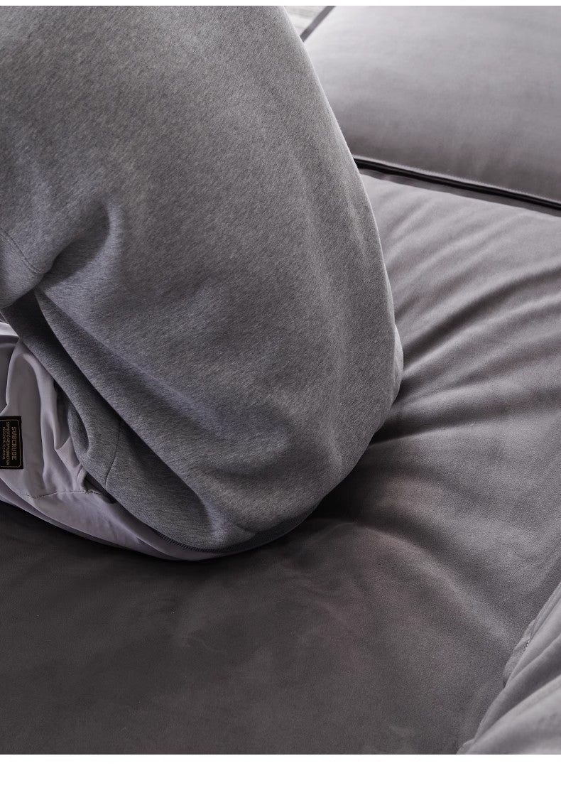 【Brand】Baxter‑Style Elephant Ear Sofa, Italian Minimalist Top‑Grain Nubuck Leather Couch, Foldable Ear‑Shaped Armrest, Goose‑Down Filled Deep‑Seat Sofa for Villa & Luxury Living Room
