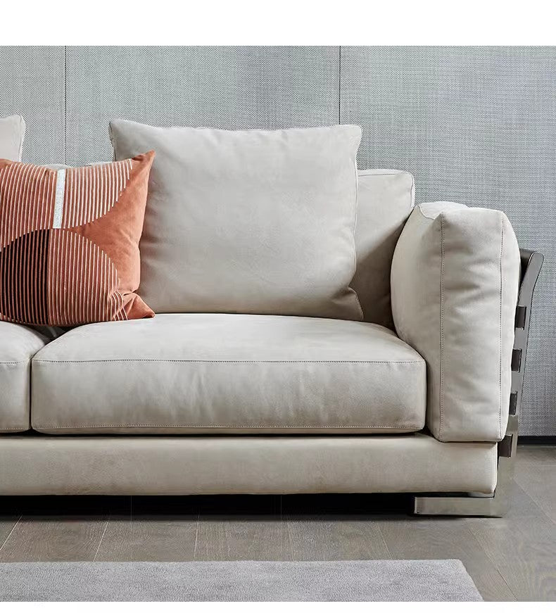 【Brand】Flexform Woven Sofa, Italian Designer Hand‑Woven Top‑Grain Leather Sofa, Goose Down Filled Modular Lounge Couch for Villa & Luxury Living Room