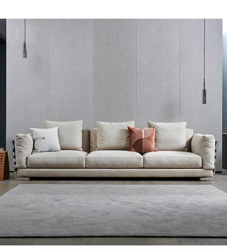 【Brand】Flexform Woven Sofa, Italian Designer Hand‑Woven Top‑Grain Leather Sofa, Goose Down Filled Modular Lounge Couch for Villa & Luxury Living Room