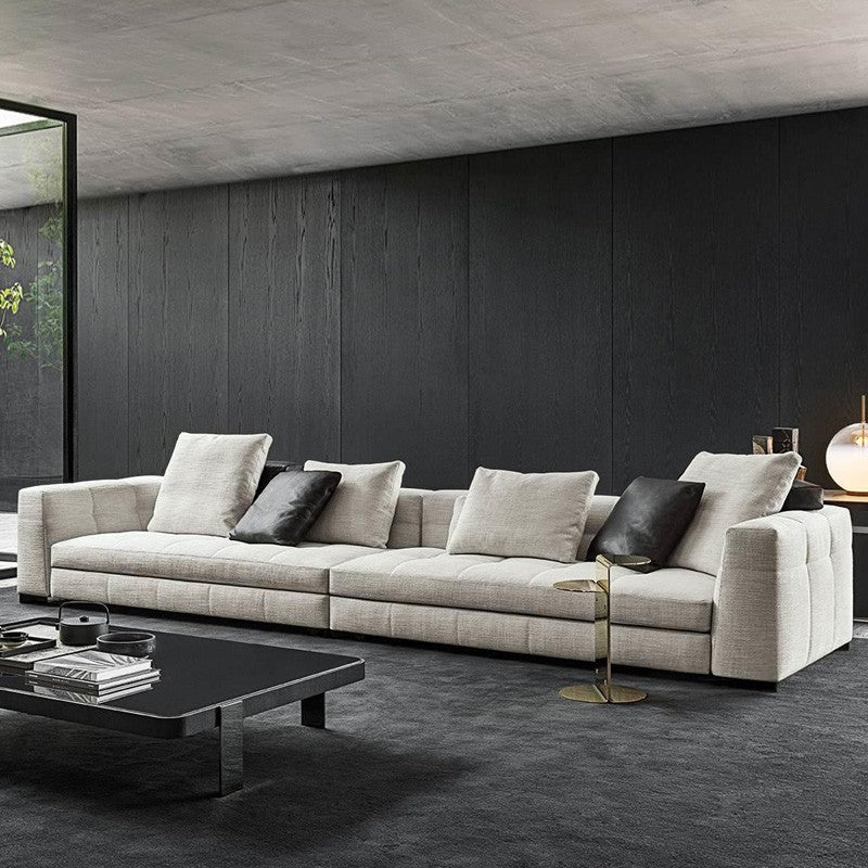 【Brand】Minotti Blazer Italian Minimalist Sofa, Modular Upholstered Fabric Couch with Sartorial Quilted Stitching, Large Deep‑Seat Sofa for Villa & Luxury Living Room
