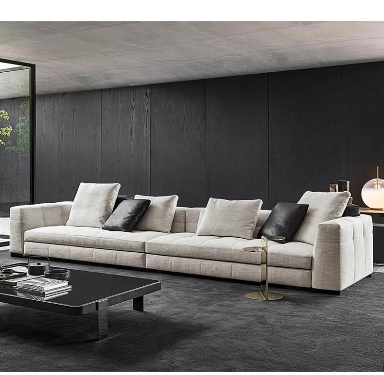 【Brand】Minotti Blazer Italian Minimalist Sofa, Modular Upholstered Fabric Couch with Sartorial Quilted Stitching, Large Deep‑Seat Sofa for Villa & Luxury Living Room