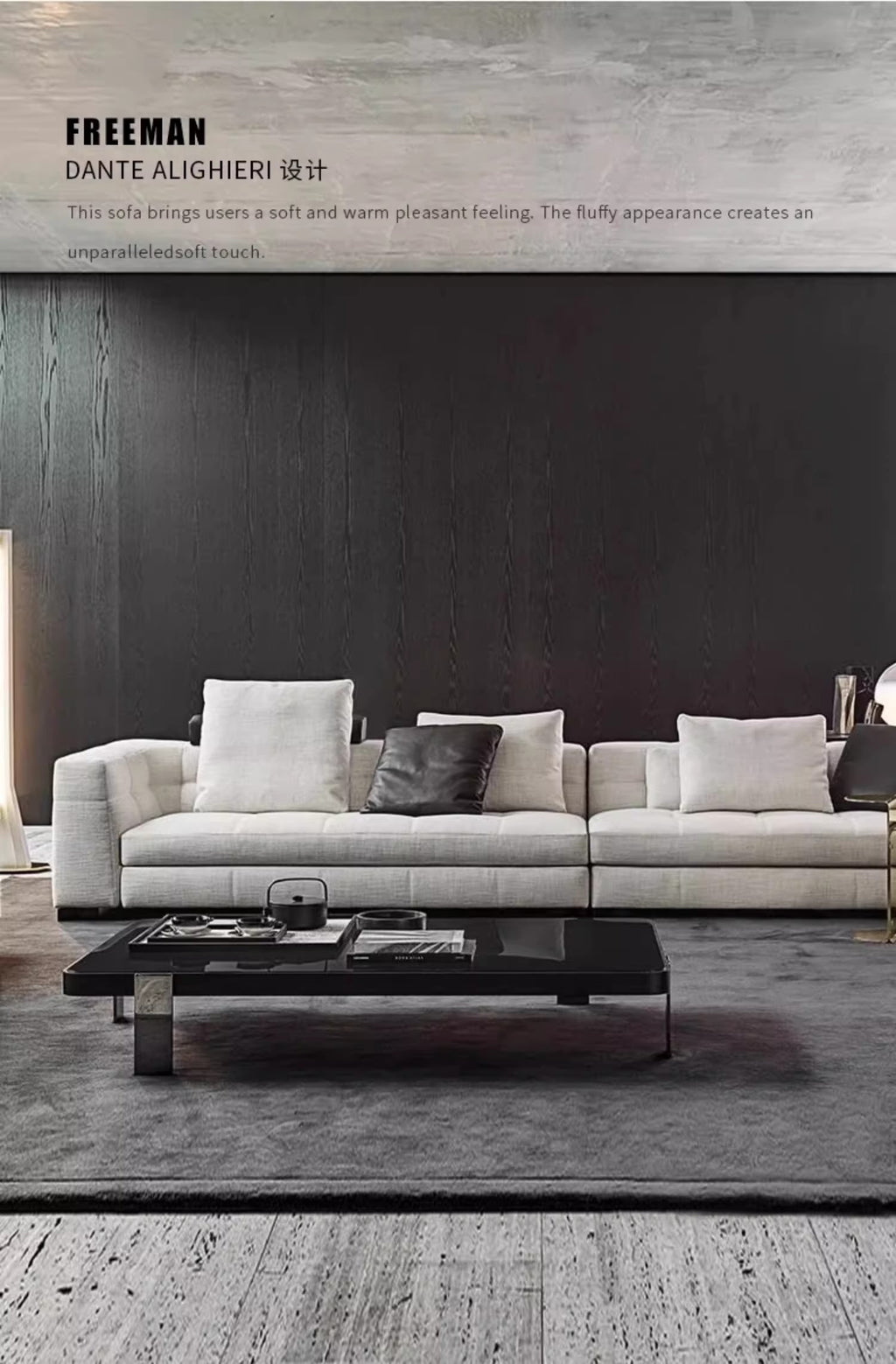 【Brand】Minotti Blazer Italian Minimalist Sofa, Modular Upholstered Fabric Couch with Sartorial Quilted Stitching, Large Deep‑Seat Sofa for Villa & Luxury Living Room
