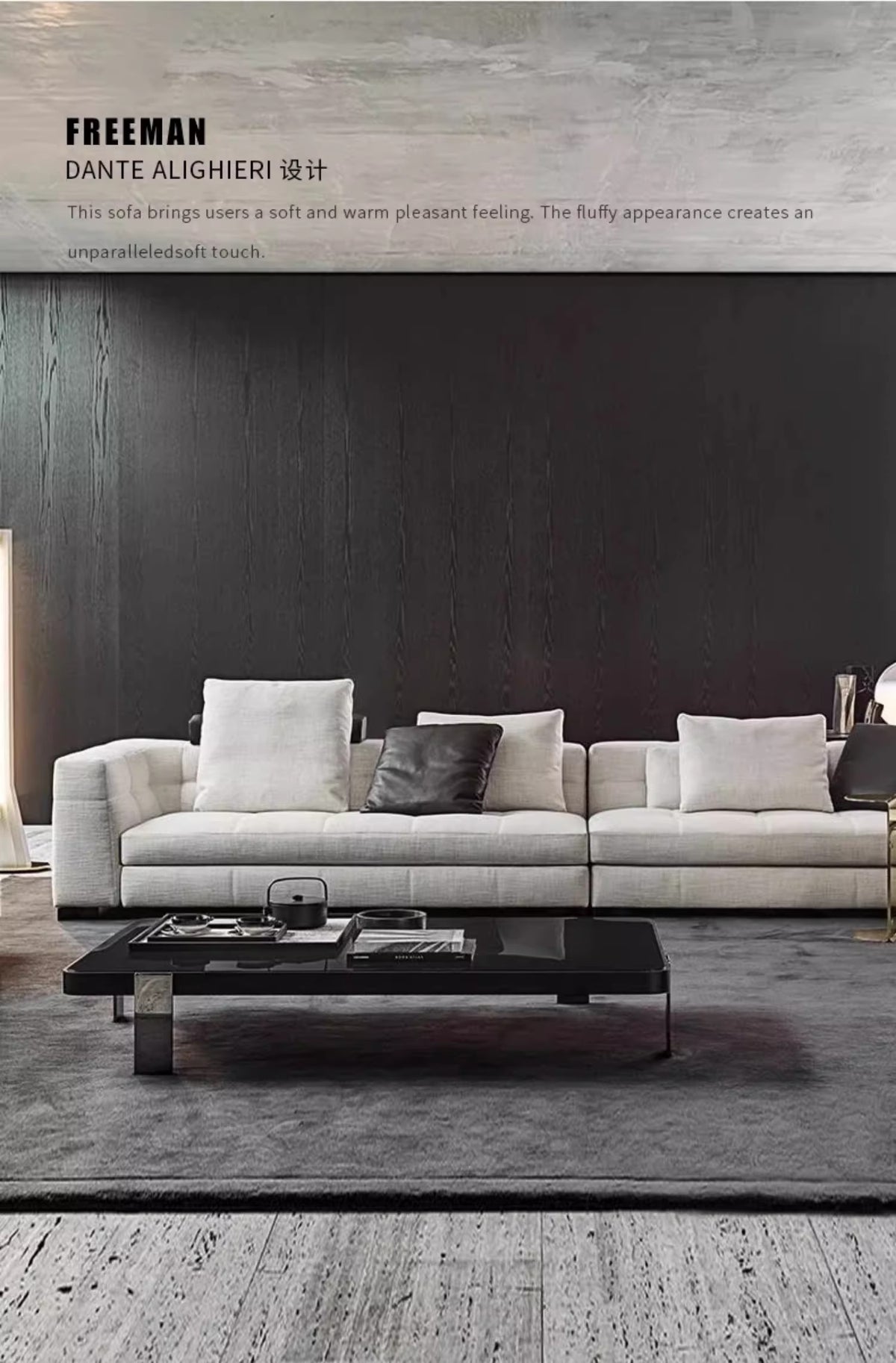【Brand】Minotti Blazer Italian Minimalist Sofa, Modular Upholstered Fabric Couch with Sartorial Quilted Stitching, Large Deep‑Seat Sofa for Villa & Luxury Living Room