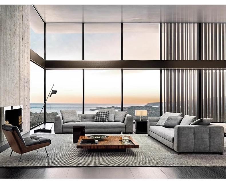 【Brand】Minotti Blazer Italian Minimalist Sofa, Modular Upholstered Fabric Couch with Sartorial Quilted Stitching, Large Deep‑Seat Sofa for Villa & Luxury Living Room