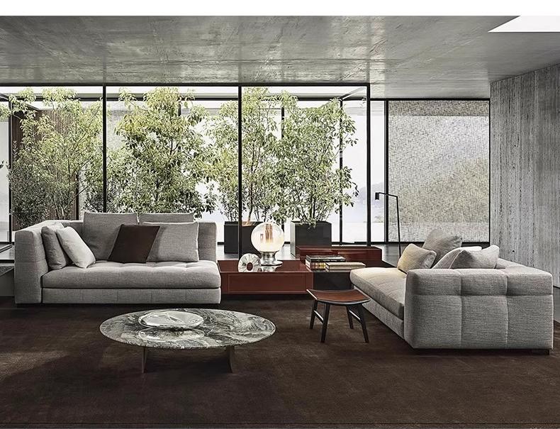 【Brand】Minotti Blazer Italian Minimalist Sofa, Modular Upholstered Fabric Couch with Sartorial Quilted Stitching, Large Deep‑Seat Sofa for Villa & Luxury Living Room