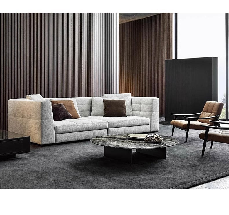 【Brand】Minotti Blazer Italian Minimalist Sofa, Modular Upholstered Fabric Couch with Sartorial Quilted Stitching, Large Deep‑Seat Sofa for Villa & Luxury Living Room