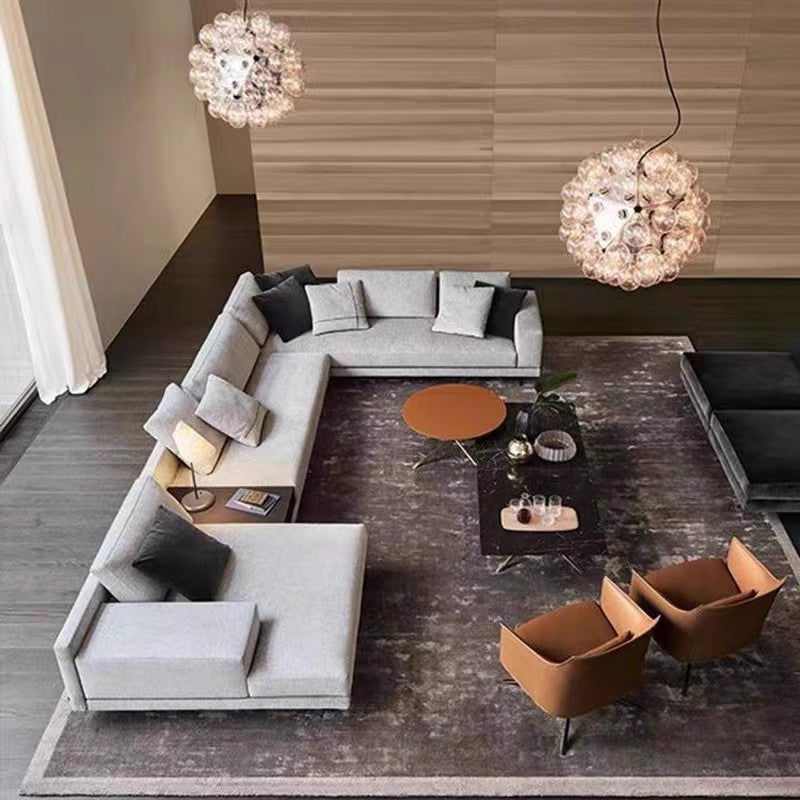 【Brand】Poliform‑Style Mondrian Sofa, Italian Minimalist Modular Sectional Sofa, Architectural Geometric Upholstered Couch with Suspended Die‑Cast Aluminum Feet for Villa & Luxury Living Room