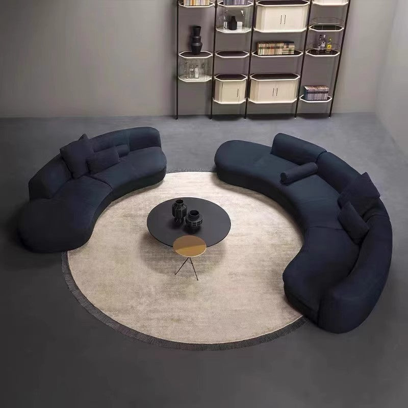 【Brand】Curved Sofa, Italian Minimalist Modular Curved Sectional, Soft Fabric Upholstered Couch with Suspended Metal Frame for Open‑Concept Villa Living Room
