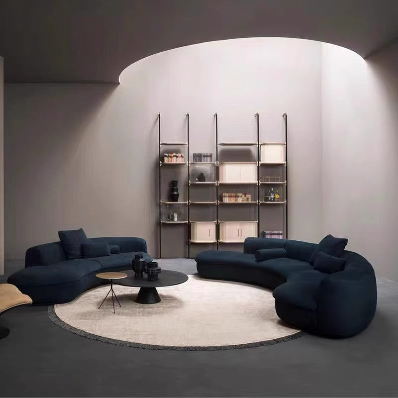 【Brand】Curved Sofa, Italian Minimalist Modular Curved Sectional, Soft Fabric Upholstered Couch with Suspended Metal Frame for Open‑Concept Villa Living Room