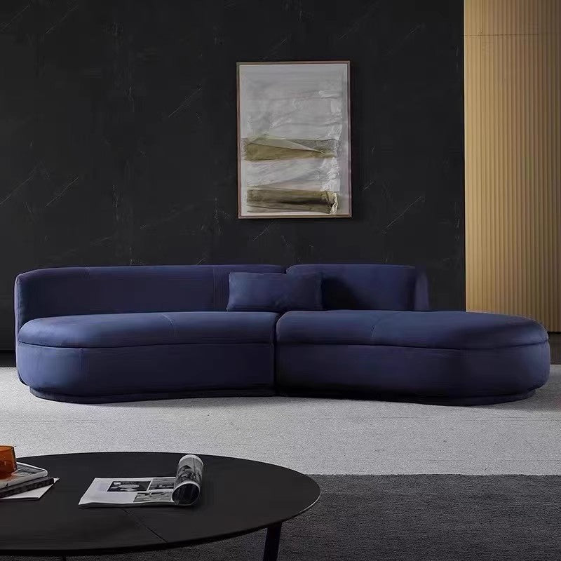 【Brand】Curved Sofa, Italian Minimalist Modular Curved Sectional, Soft Fabric Upholstered Couch with Suspended Metal Frame for Open‑Concept Villa Living Room