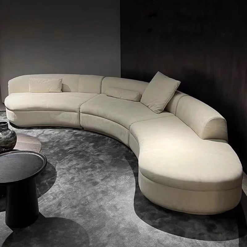 【Brand】Curved Sofa, Italian Minimalist Modular Curved Sectional, Soft Fabric Upholstered Couch with Suspended Metal Frame for Open‑Concept Villa Living Room