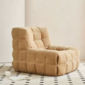 MARQI Waffle Cube Lounge Chair, Tufted Waffle Fabric Accent Chair, High Resilience Sponge, Solid Wood Frame, Modern Geometric Single Sofa Chair for Villa Living Room