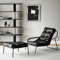 【Brand】Sanota Chair, Italian Minimalist Fabric Accent Lounge Armchair, Sculptural Curved Upholstered Chair with Matte Metal Frame for Reading Nook & Luxury Home
