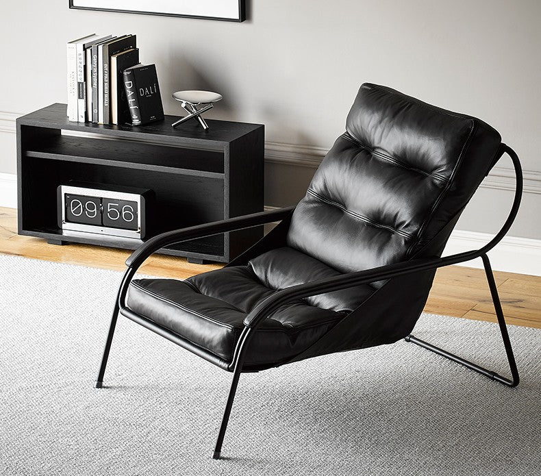 【Brand】Sanota Chair, Italian Minimalist Fabric Accent Lounge Armchair, Sculptural Curved Upholstered Chair with Matte Metal Frame for Reading Nook & Luxury Home