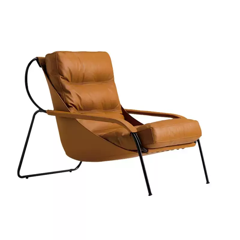 【Brand】Sanota Chair, Italian Minimalist Fabric Accent Lounge Armchair, Sculptural Curved Upholstered Chair with Matte Metal Frame for Reading Nook & Luxury Home