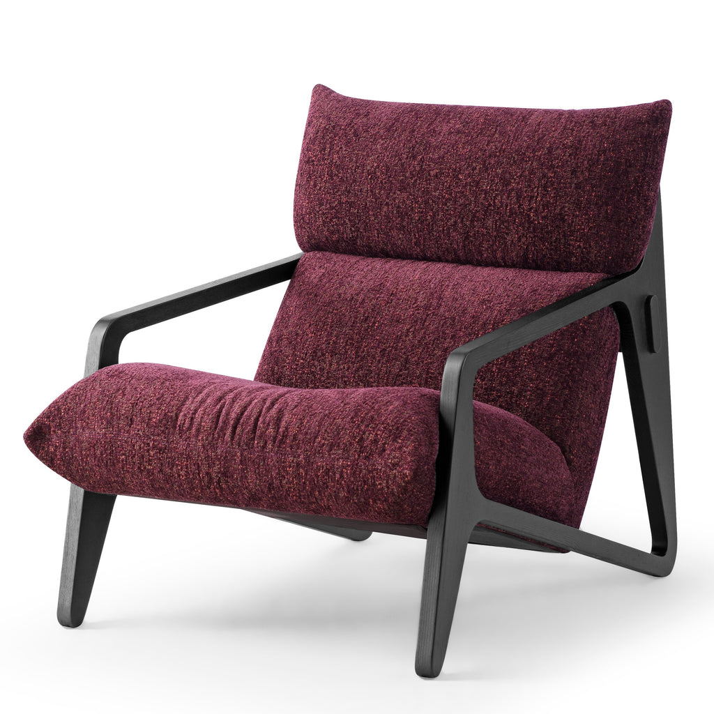 MARQI Italian Minimalist Lounge Chair, Curved Designer Accent Chair, Boucle Fabric, High Density Foam, Solid Wood Frame, Contemporary Leisure Single Chair for Bedroom Balcony