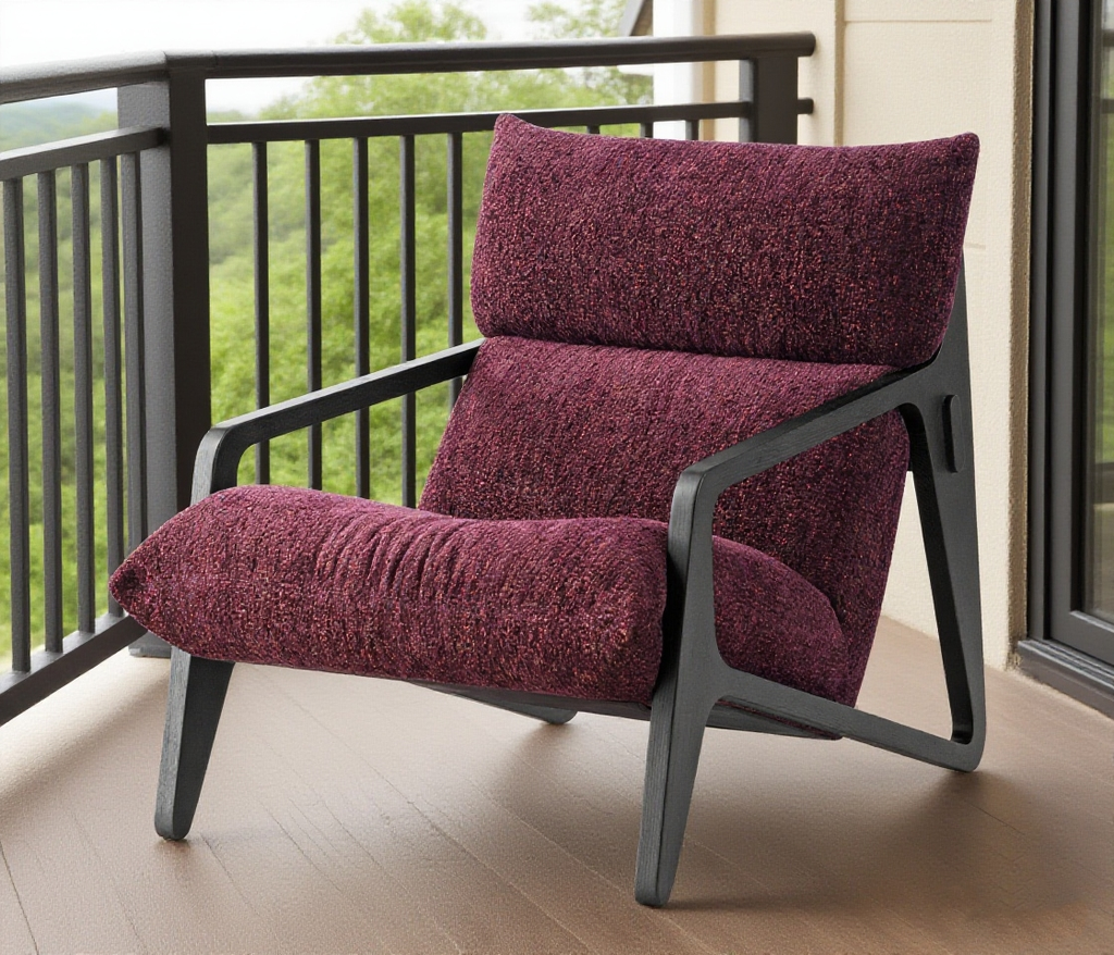 MARQI Italian Minimalist Lounge Chair, Curved Designer Accent Chair, Boucle Fabric, High Density Foam, Solid Wood Frame, Contemporary Leisure Single Chair for Bedroom Balcony