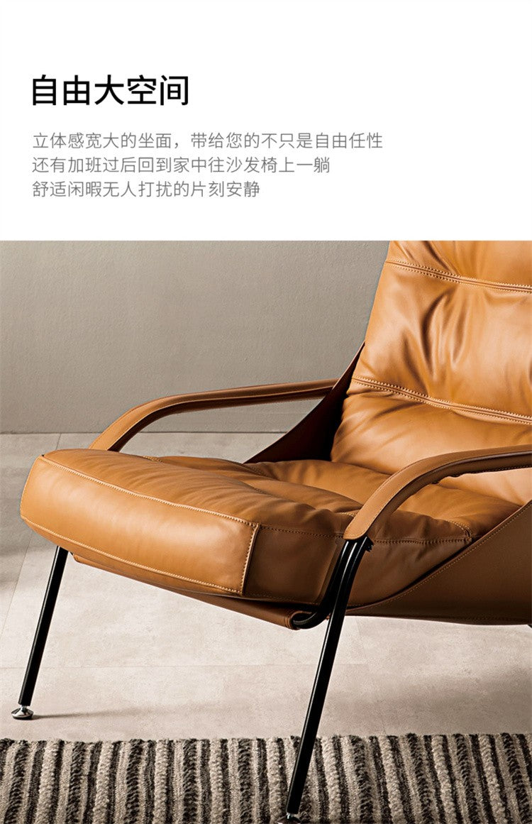 【Brand】Sanota Chair, Italian Minimalist Fabric Accent Lounge Armchair, Sculptural Curved Upholstered Chair with Matte Metal Frame for Reading Nook & Luxury Home