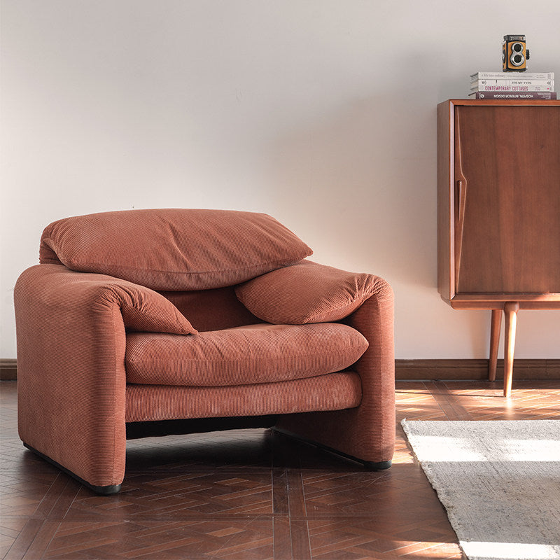 【Brand】Maralunga Sofa, Italian Classic Fabric Upholstered Sofa, Adjustable Backrest & Headrest Lounge Couch, Goose‑Down Cushioned Sofa for Living Room & Villa