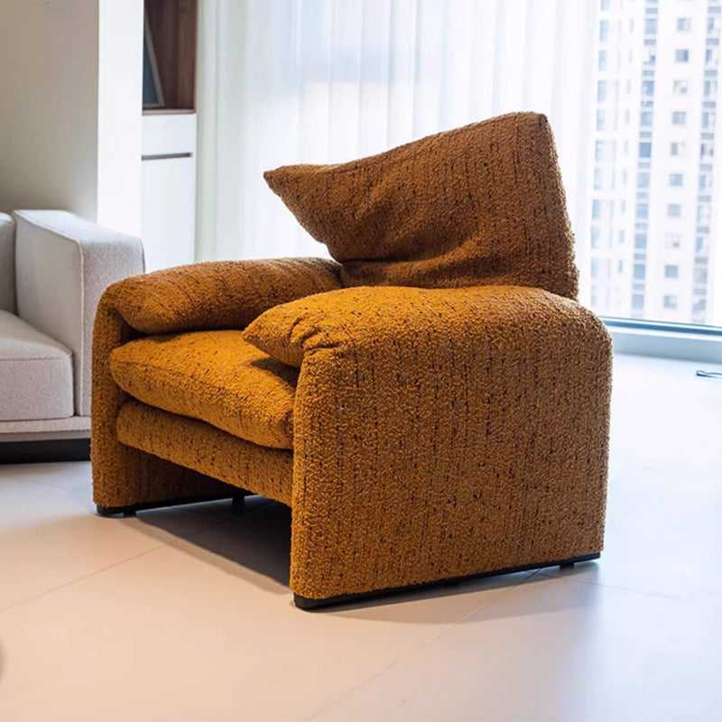 【Brand】Maralunga Sofa, Italian Classic Fabric Upholstered Sofa, Adjustable Backrest & Headrest Lounge Couch, Goose‑Down Cushioned Sofa for Living Room & Villa