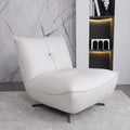 【Brand】Toast Chair, Italian Designer Top‑Grain Leather Accent Chair, Plush Thick Padded Upholstered Lounge Chair with Matte Metal Frame for Living Room & Villa