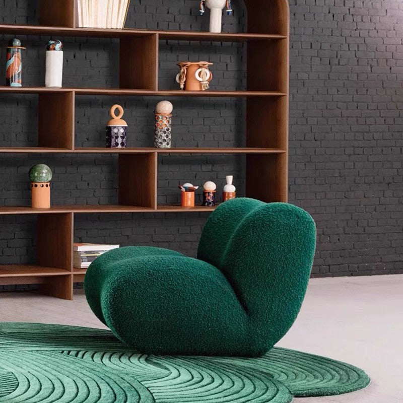 【Brand】Soap Chair, Italian Minimalist Fabric Accent Lounge Chair, Rounded Soft‑Padded Upholstered Armchair with Hidden Metal Frame for Reading Nook & Luxury Home