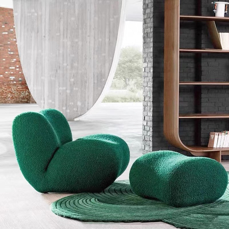 【Brand】Soap Chair, Italian Minimalist Fabric Accent Lounge Chair, Rounded Soft‑Padded Upholstered Armchair with Hidden Metal Frame for Reading Nook & Luxury Home
