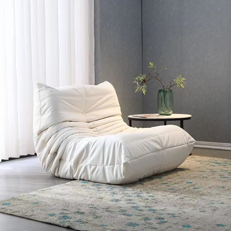 【Brand】Caterpillar Lounge Chair, Modern Fabric Upholstered Accent Chair, Segmented Pleated Frameless High‑Density Foam Leisure Chair for Reading Nook & Luxury Home