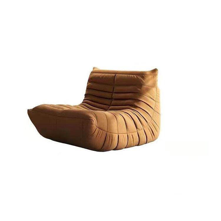【Brand】Caterpillar Lounge Chair, Modern Fabric Upholstered Accent Chair, Segmented Pleated Frameless High‑Density Foam Leisure Chair for Reading Nook & Luxury Home