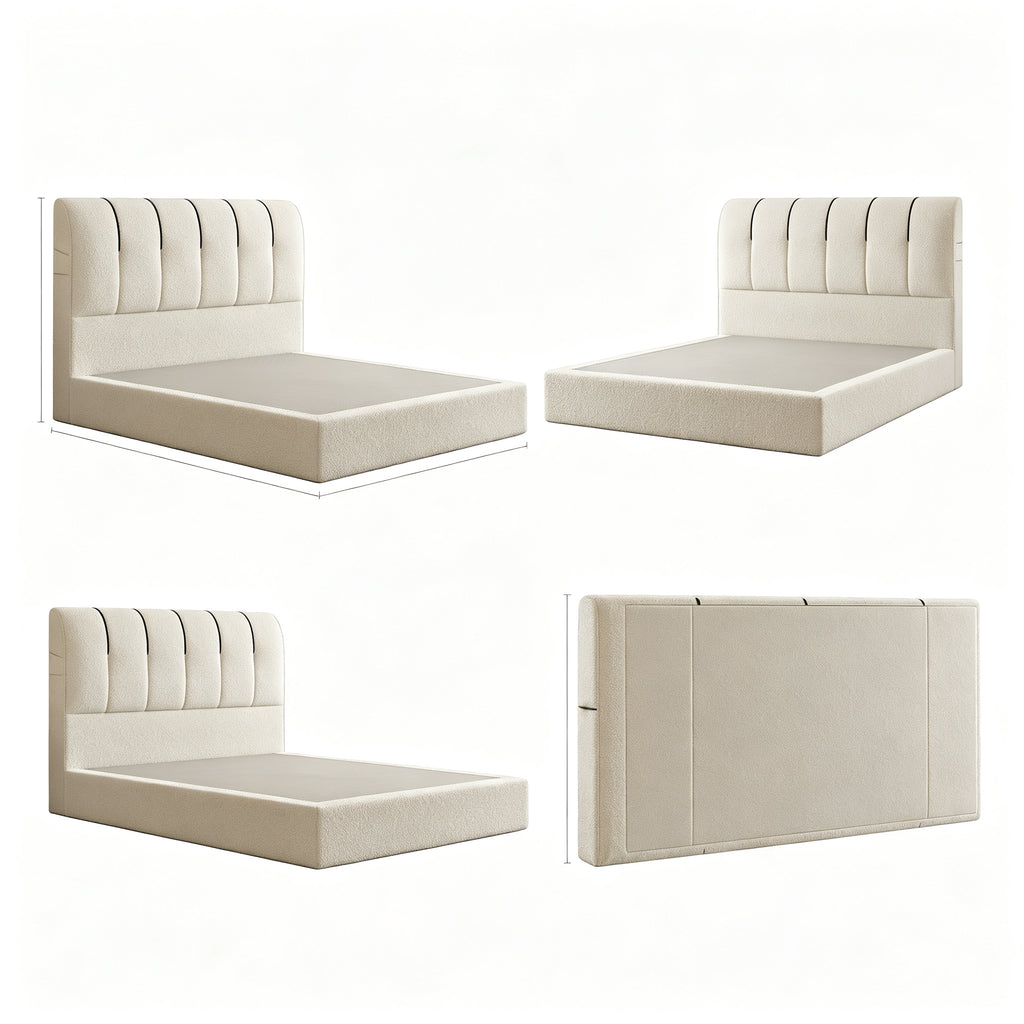 Roll‑Packed Vacuum Compressed Bed Frame, Modern Upholstered Bed, Space‑Saving Roll‑up Package, Easy Shipping for Bedroom Furniture