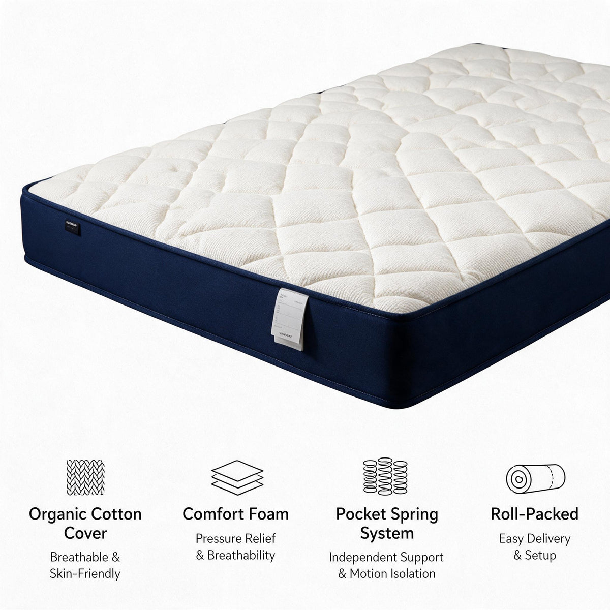 Compressed Roll‑Packed Foam Mattress, Vacuum‑Packed in Compact Box, Easy Transport & Quick Expansion After Unboxing