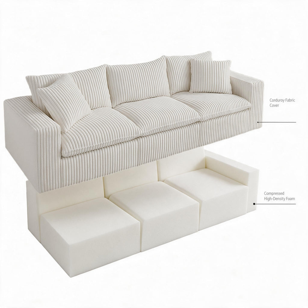 Compressed Roll‑Packed Sofa, Vacuum Sealed Upholstered Couch, High‑Density Foam Sofa for Living Room & Apartment