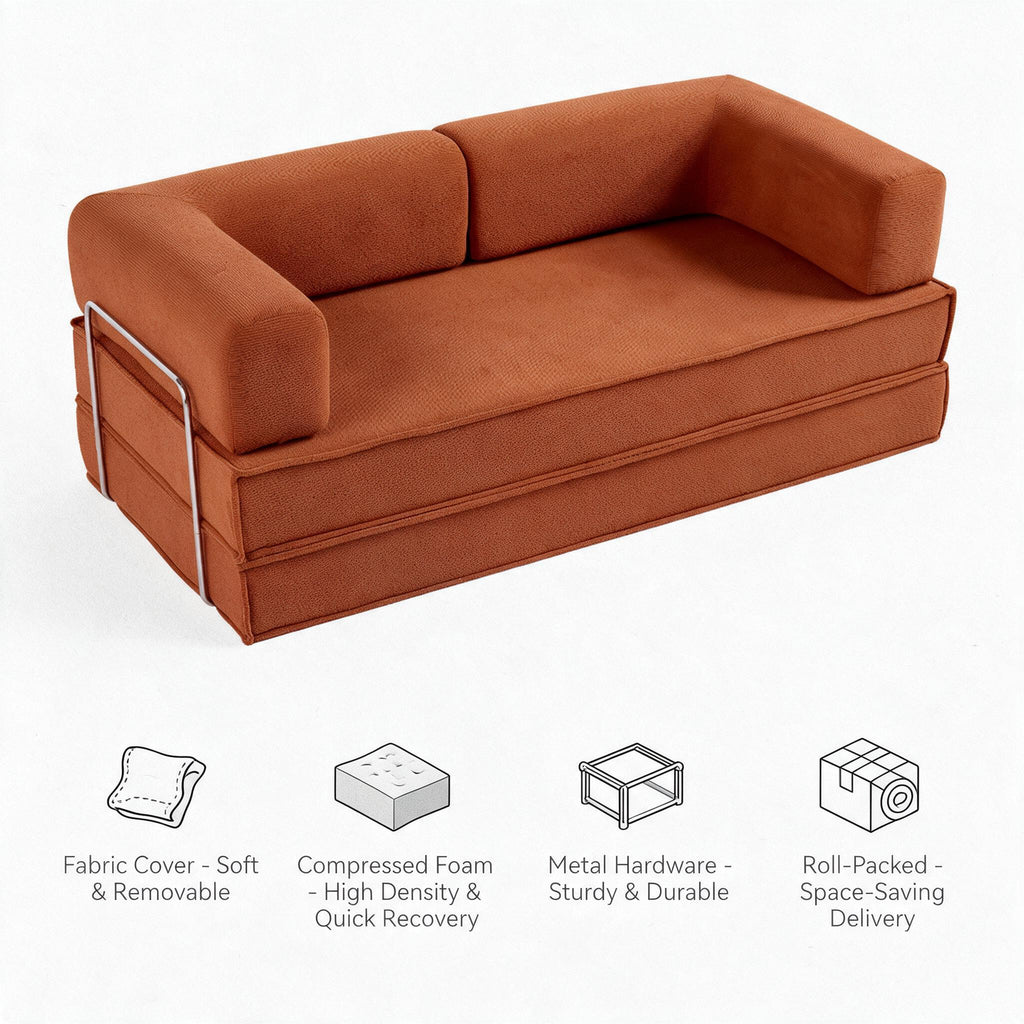 Roll‑Pack Compressed Sofa, Modern Fabric Couch, Vacuum‑Packed in Box, Comfort Sofa for Home Furniture