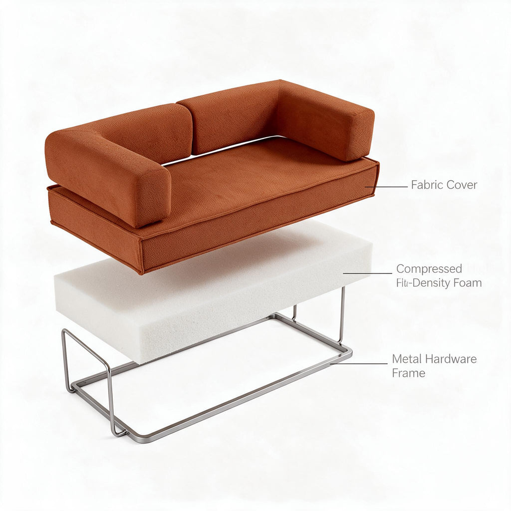 Roll‑Pack Compressed Sofa, Modern Fabric Couch, Vacuum‑Packed in Box, Comfort Sofa for Home Furniture