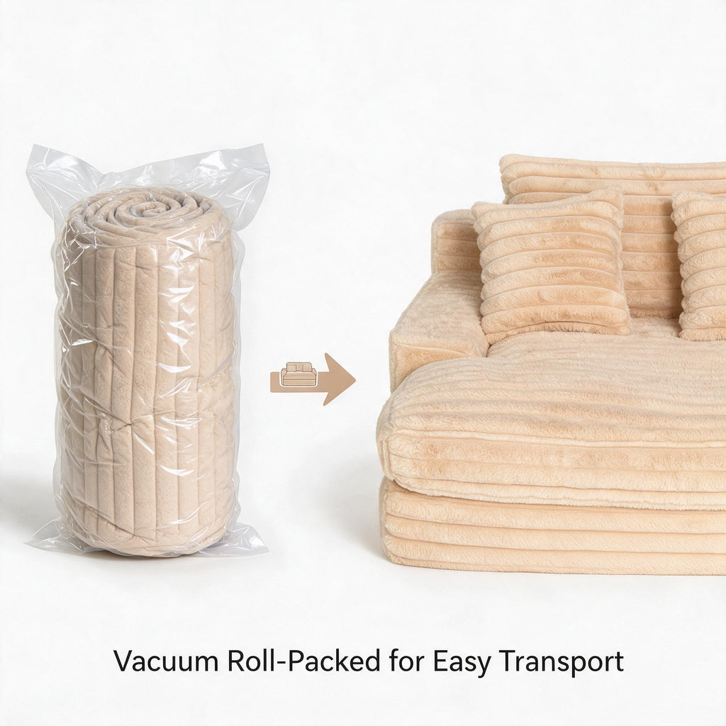 Roll‑Packed Vacuum Compressed Sofa, Comfortable Fabric Couch, Ideal for Living Room, Guest Room