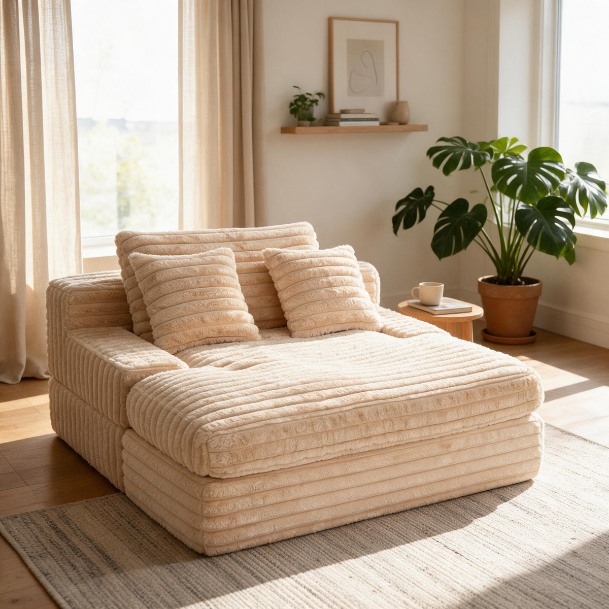 Roll‑Packed Vacuum Compressed Sofa, Comfortable Fabric Couch, Ideal for Living Room, Guest Room