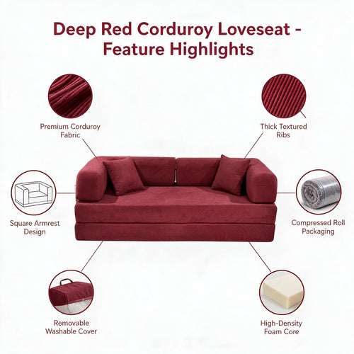 Compressed Foam Sofa, Vacuum Roll‑up Couch, Soft Upholstered Sofa, Household Furniture for Apartment