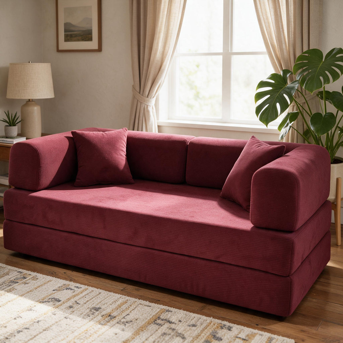 Compressed Foam Sofa, Vacuum Roll‑up Couch, Soft Upholstered Sofa, Household Furniture for Apartment