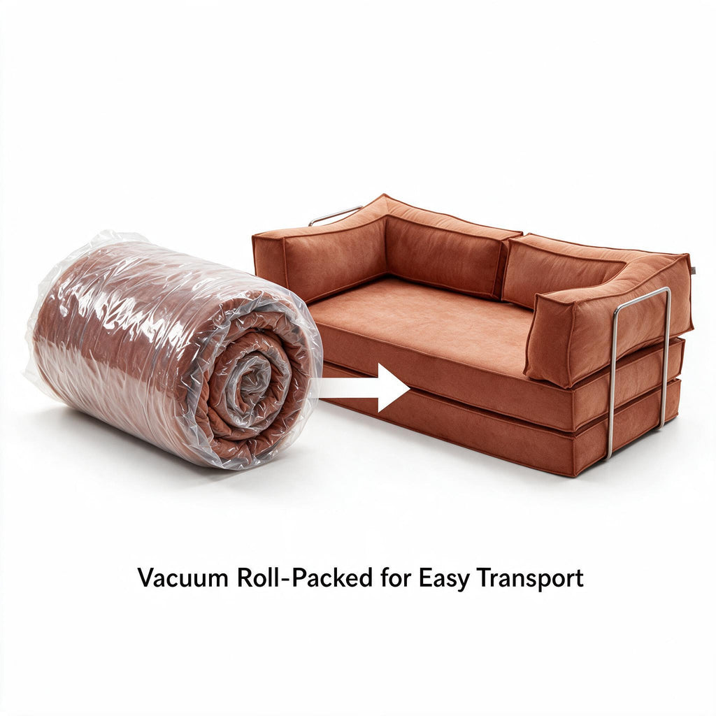Vacuum‑Sealed Compressed Sofa, Roll‑Pack Couch, Ergonomic Support Sofa for Indoor Home Use