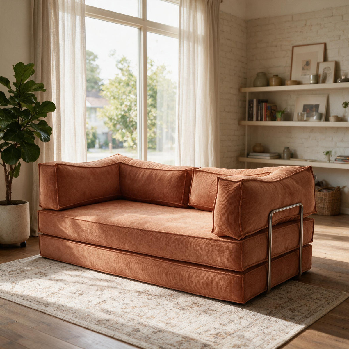 Vacuum‑Sealed Compressed Sofa, Roll‑Pack Couch, Ergonomic Support Sofa for Indoor Home Use