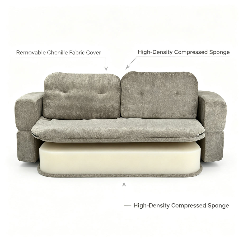 Roll‑Pack Compressed Fabric Sofa, Compact Box Delivery, Modern Couch for Living Room Decoration
