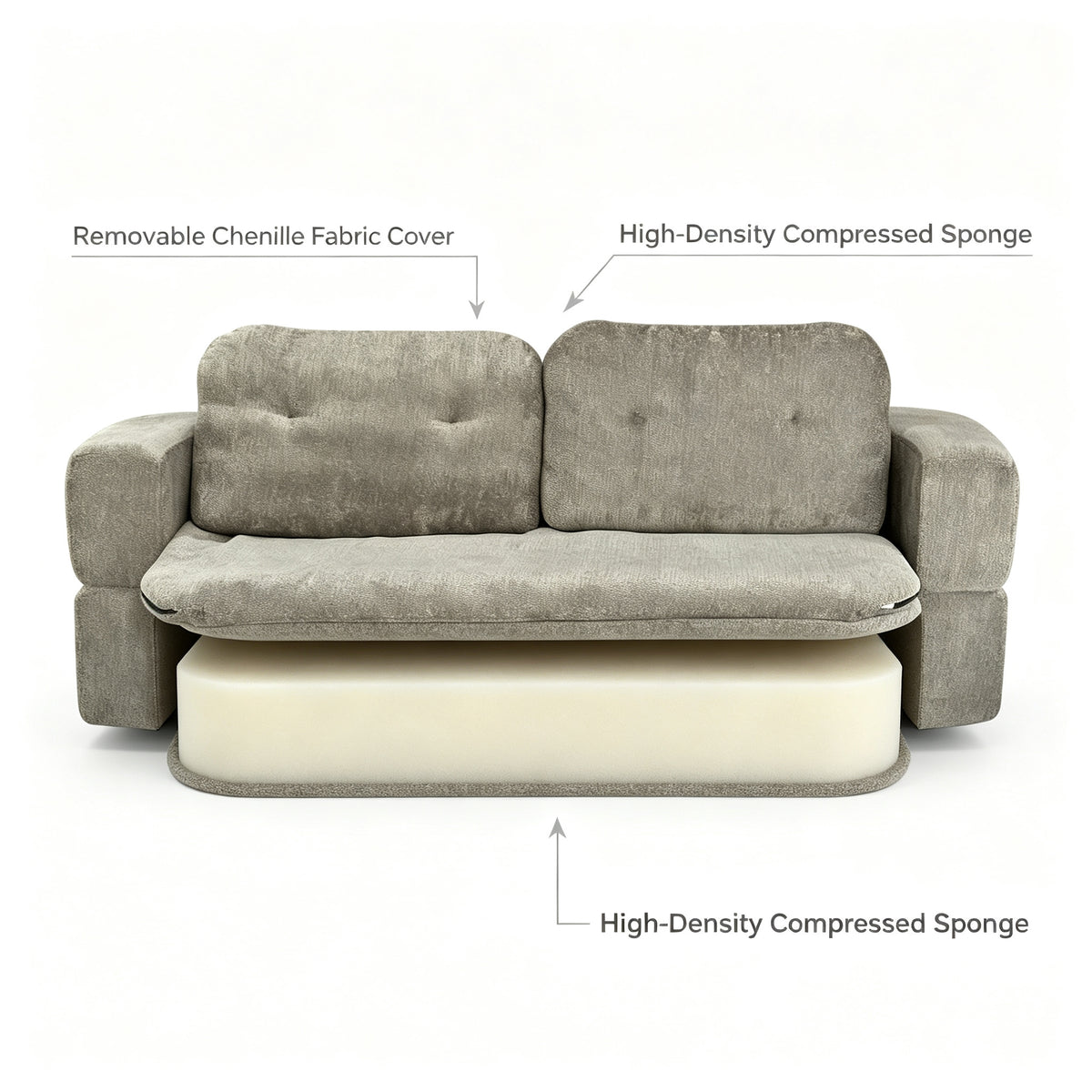 Roll‑Pack Compressed Fabric Sofa, Compact Box Delivery, Modern Couch for Living Room Decoration