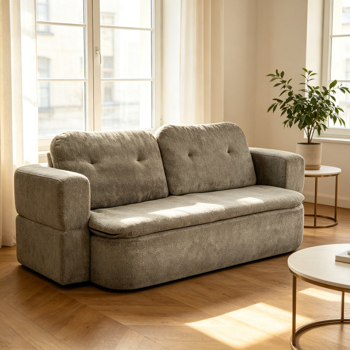 Roll‑Pack Compressed Fabric Sofa, Compact Box Delivery, Modern Couch for Living Room Decoration